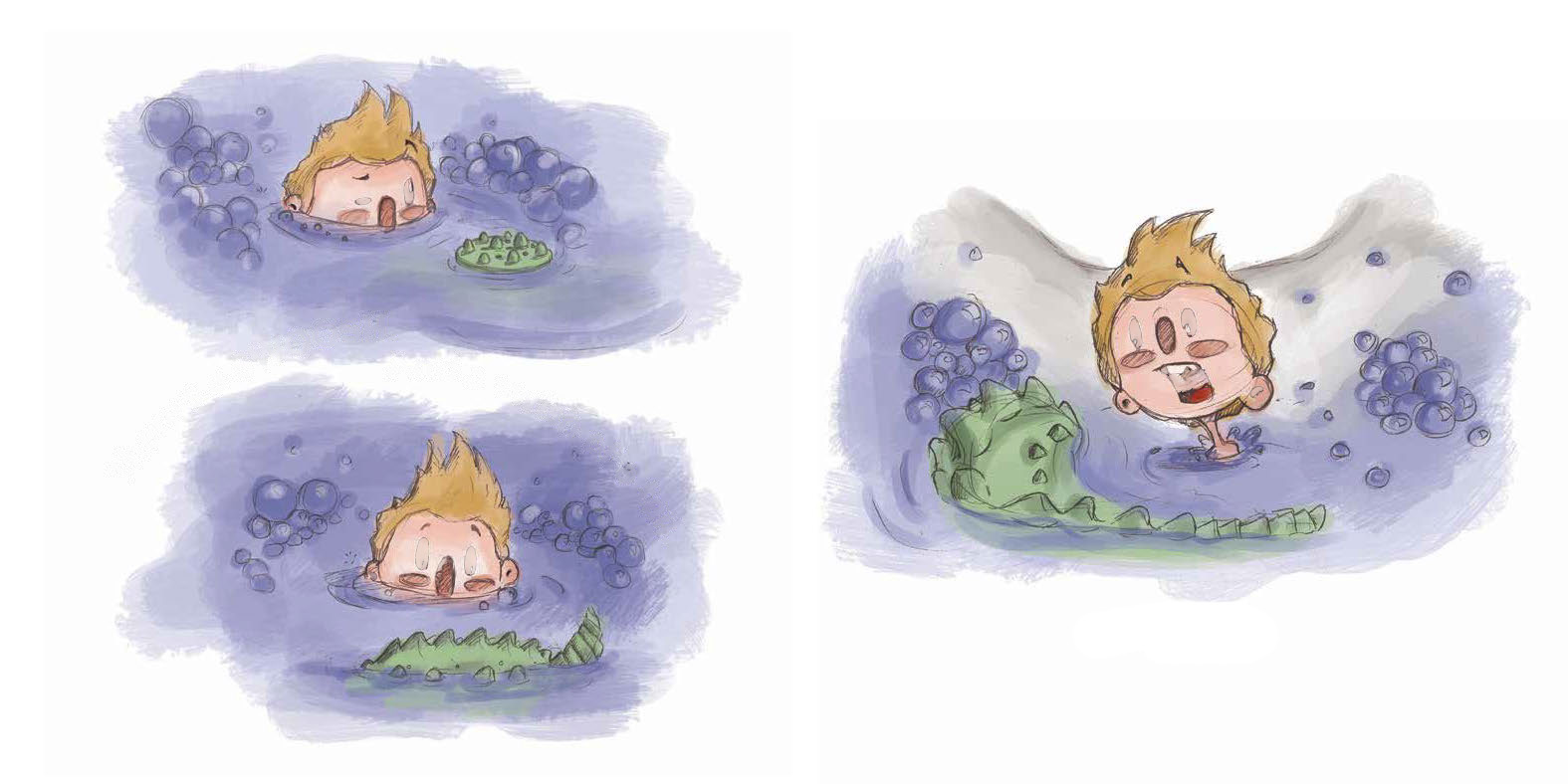 Jack sees something green and spiky move on the water.
