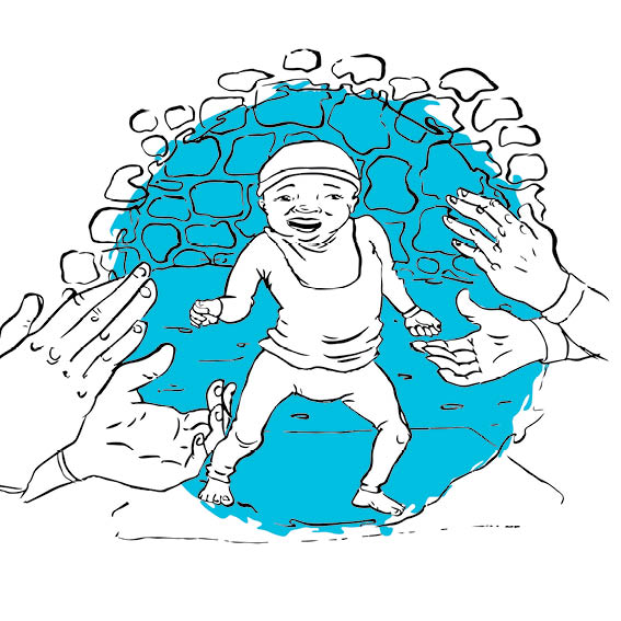 The small child dances. The rest of the family clap their hands!