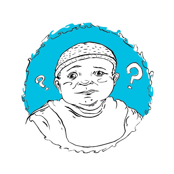 A small child looks confused.