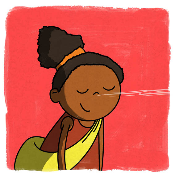 Nkanyezi smells something on the breeze. She smiles.