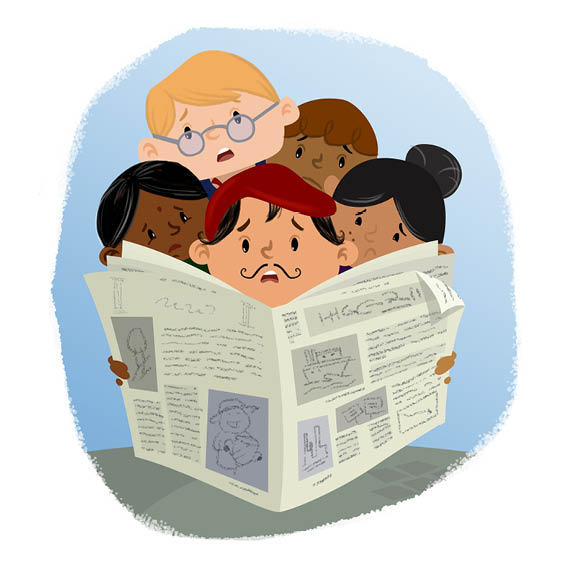 People from around the world read the newspaper.