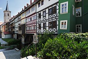 Kraemerbruecke und Aegidienkirche Erfurt 2017