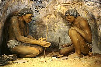 Diorama, cavemen - National Museum of Mongolian History