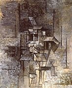 Pablo Picasso, 1910-11, Guitariste, La mandoliniste, Woman playing guitar, oil on canvas