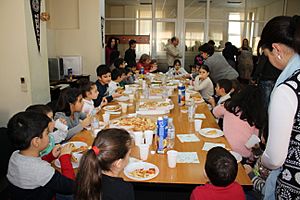 Kids Enjoying some Pizza in ATC