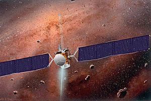 Dawn spacecraft in asteroid belt