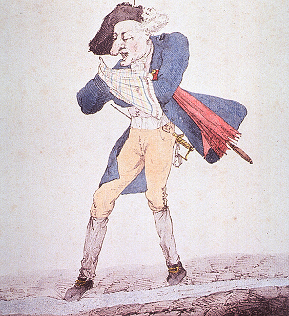 Ah–tchi: ou Rhume de cerveau. Caricature: a man is sneezing into a handkerchief. National Library of Medicine Digital Co