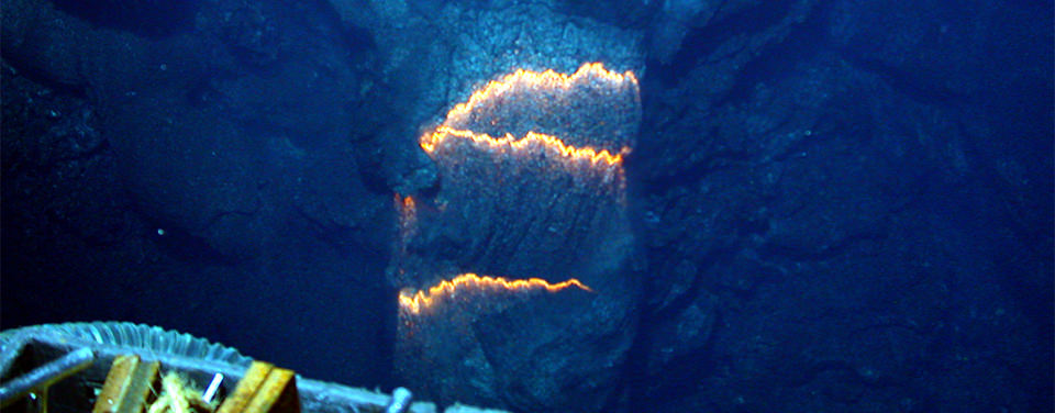 magma explosions and lava flows on West Mata volcano