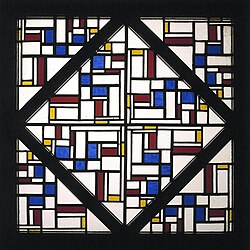 De Stijl abstraction by Theo van Doesburg, Netherlands (1917): an example of modern art in glass