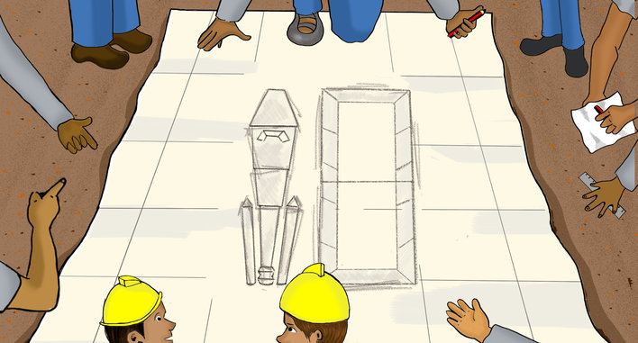 People designing a rocket