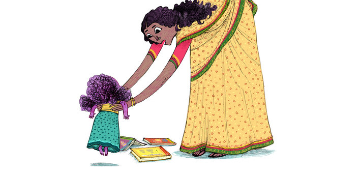 Tall lady holding a girl