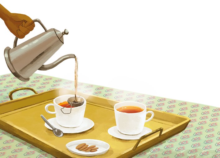 Person serving hot tea