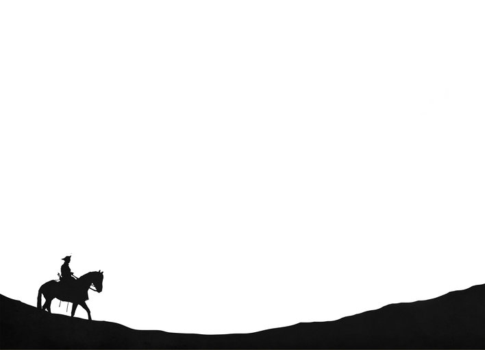 A silhouette of a man on a horse