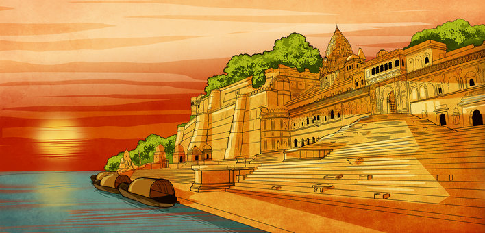 A golden palace by the river