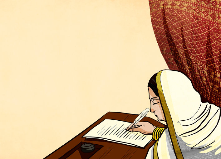 A woman writing a letter