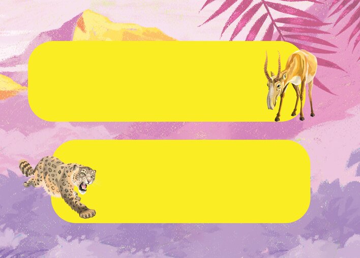 A snow leopard and a Saiga antelope