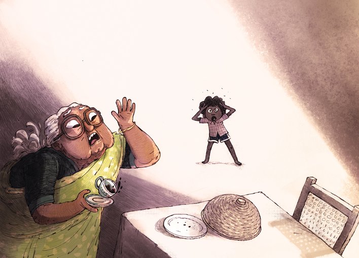 Grandmother looking shocked