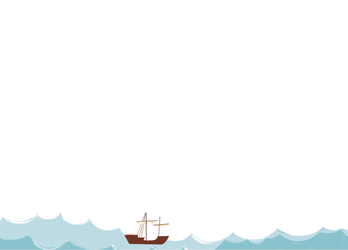 A ship sailing in the background