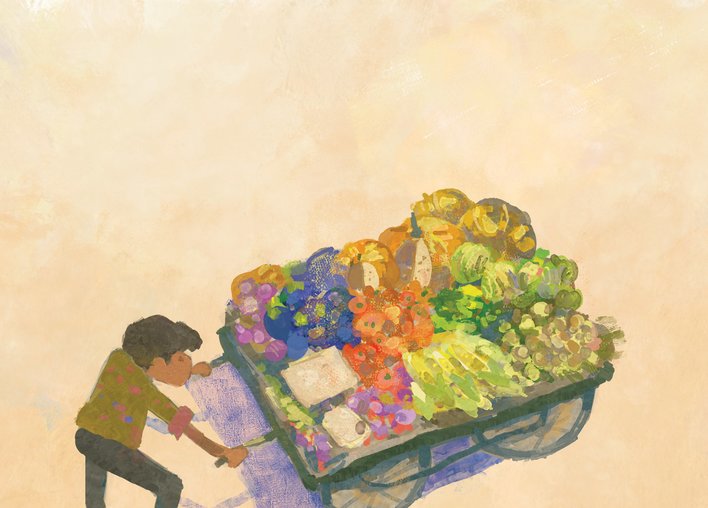 A man selling vegetables