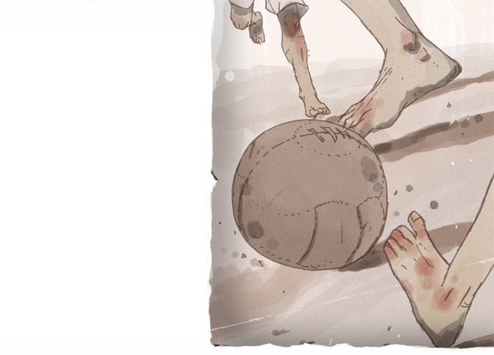 A retro style image of people playing football