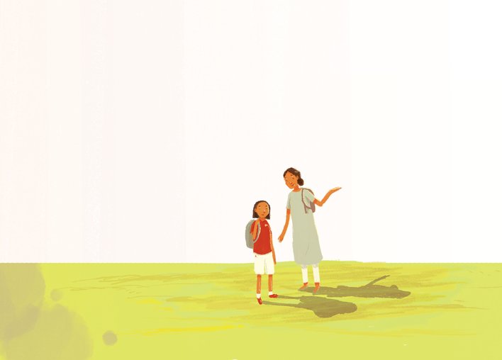 A mother and her daughter talking