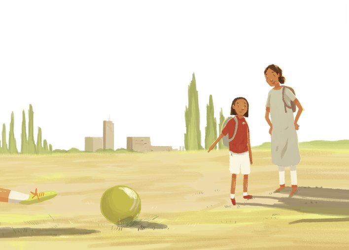 A school girl with her mother