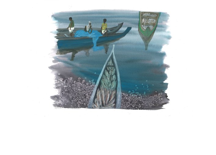 Three people on a boat