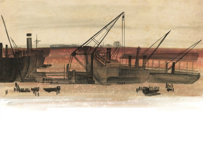Ships at a dockyard