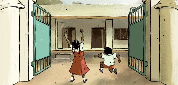 children open school gate