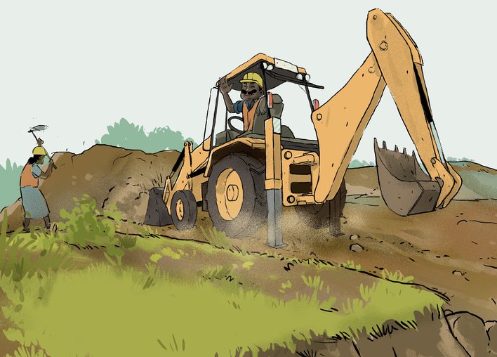man driving bulldozer