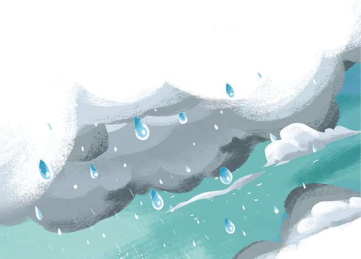 Heavy rainfall and grey clouds
