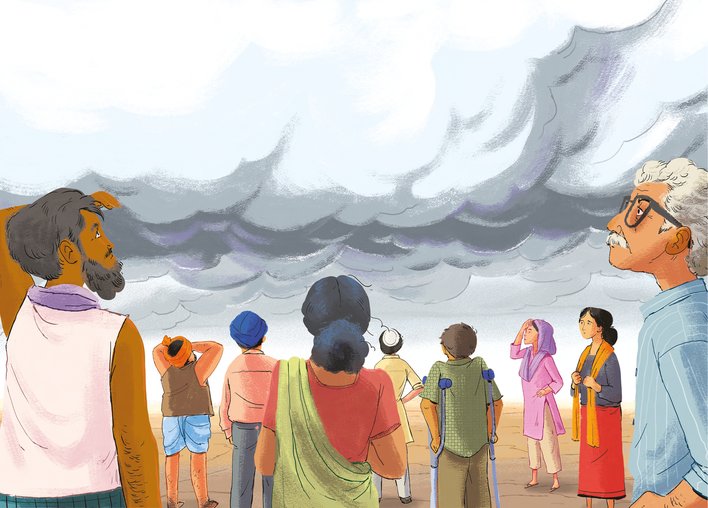People waiting for rainfall