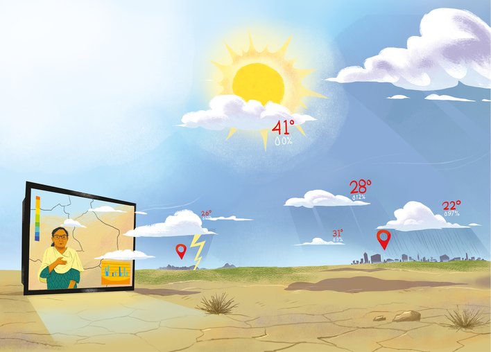 Scientist Dr K Naga Ratna explaining the weather on television