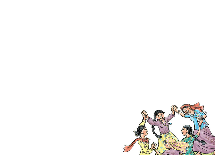 Rural women dancing in a circle