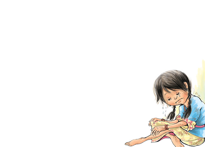 A girl crying alone in the corner