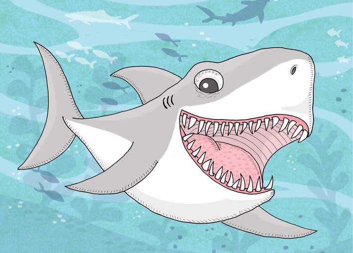 Shark grinning under the sea