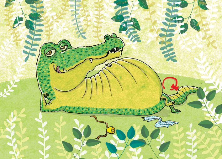 Crocodile lying down burping