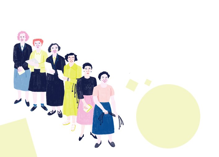 A row of women