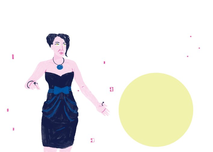 Woman in black dress