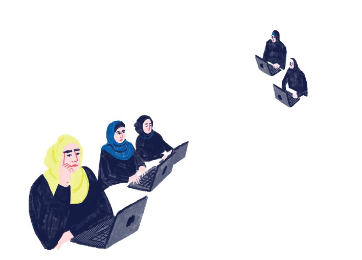 Group of women working on computers