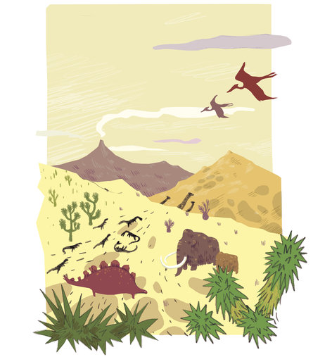 Ancient animals in the forest area
