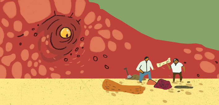 Men at an archaeological site working