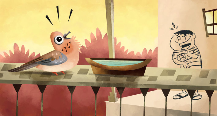 Laughing dove and a boy laughing