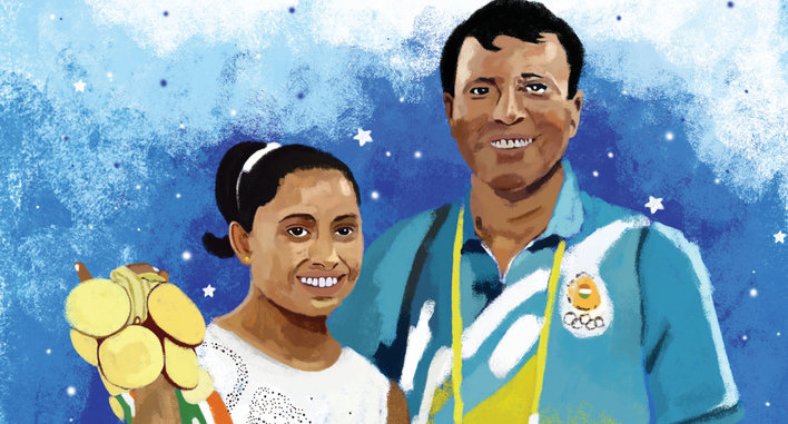 Dipa and her coach Bisweshwar Nandi