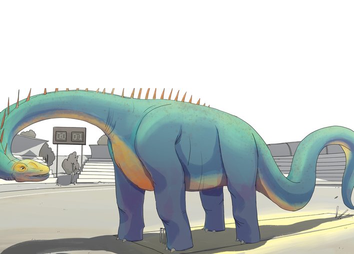 Argentinosaurus dinosaur in the stadium