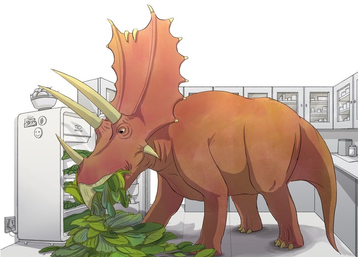 Pentaceratops dinosaur eating leaves