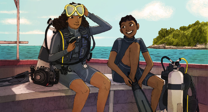 Explorers getting ready for an underwater adventure