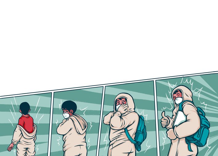 A person wearing a hazmat suit