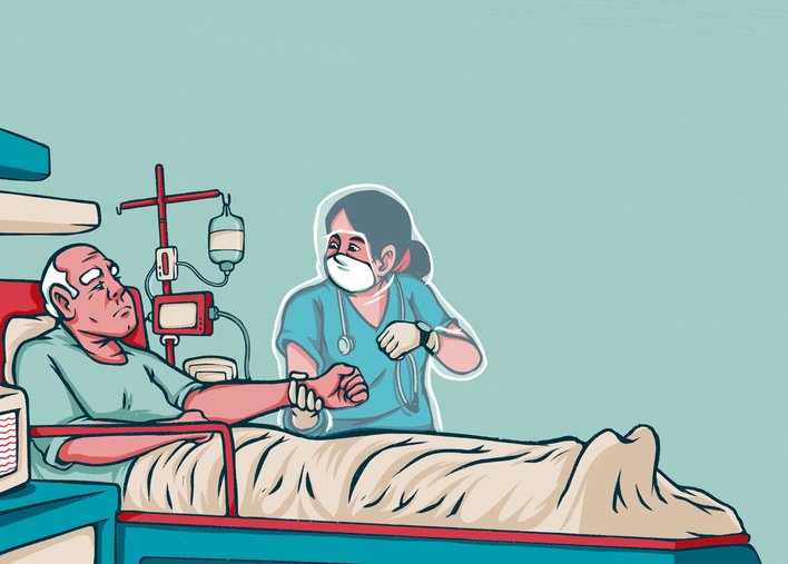 A nurse checking a patient