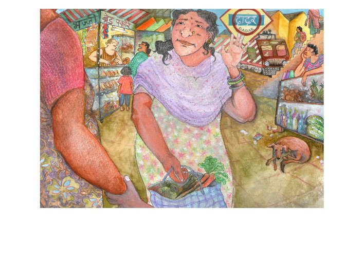 A lady in a busy market